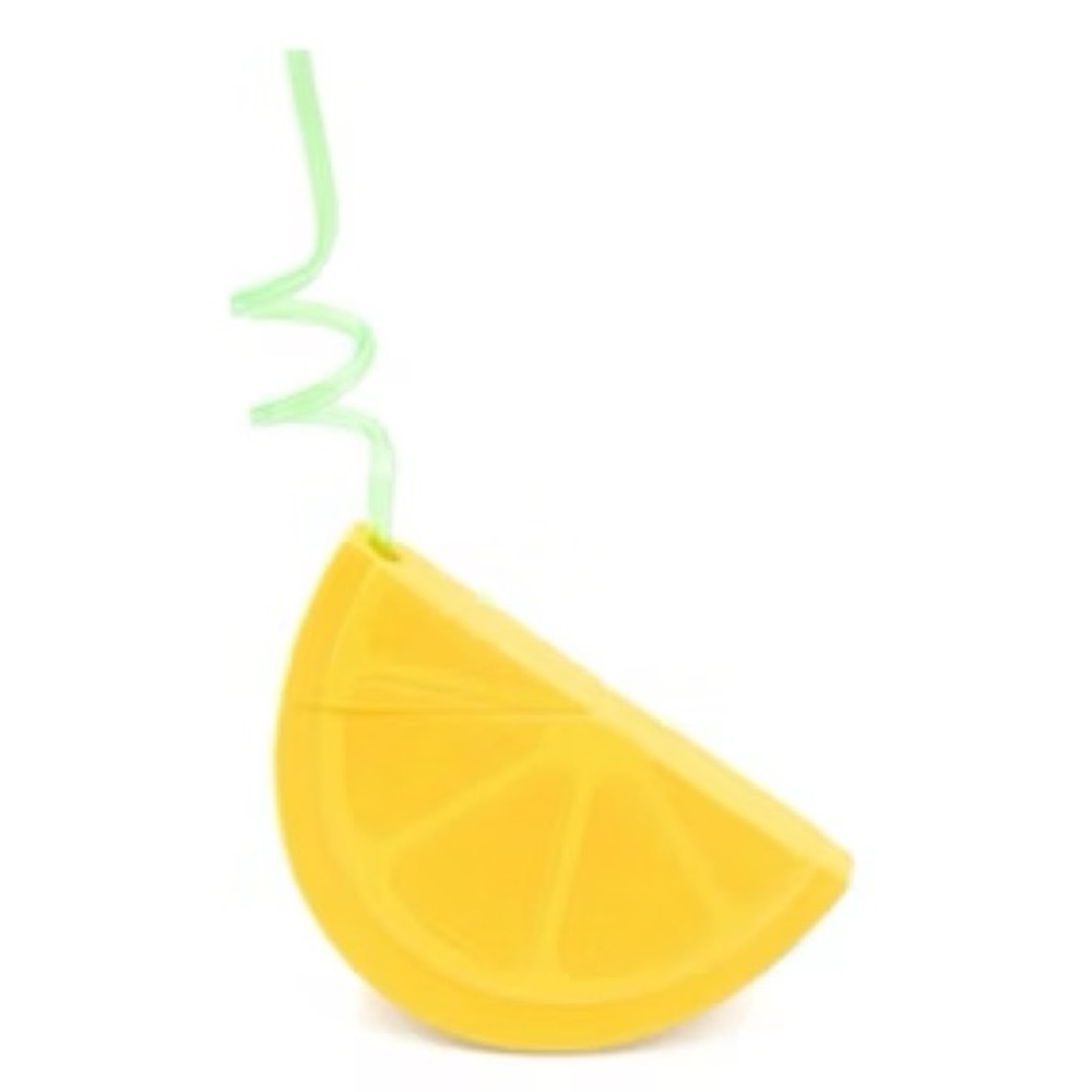 🌿 New Red Orange Grapefruit Slice Party Plastic Cup with Straw